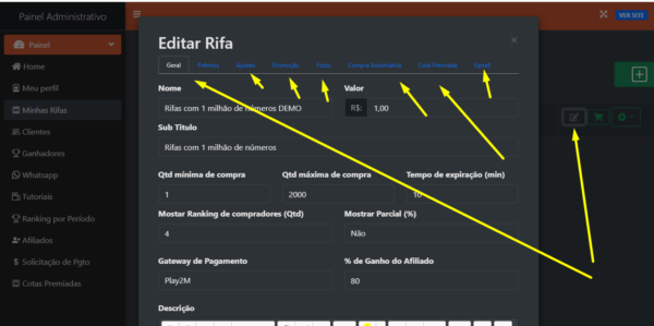 Sistema de rifas com cotas premiadas um milhão de números com código fonte - Imagem 9