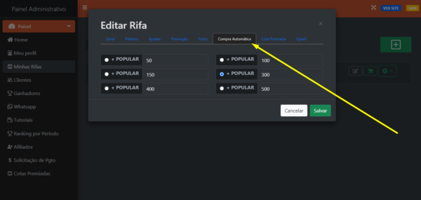 Sistema de rifas com cotas premiadas um milhão de números com código fonte - Imagem 13