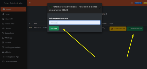 Sistema de rifas com cotas premiadas um milhão de números com código fonte - Imagem 23