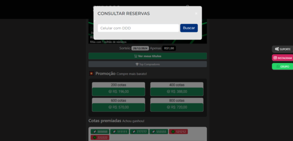 Sistema de rifas com cotas premiadas um milhão de números com código fonte - Imagem 26
