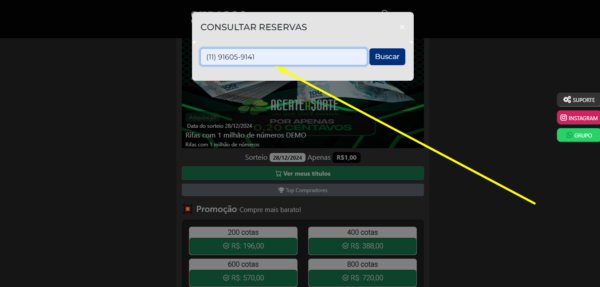 Sistema de rifas com cotas premiadas um milhão de números com código fonte - Imagem 33