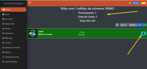Sistema de rifas com cotas premiadas um milhão de números com código fonte - Imagem 5
