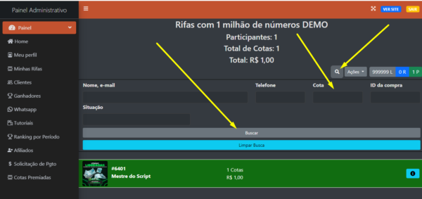 Sistema de rifas com cotas premiadas um milhão de números com código fonte - Imagem 7